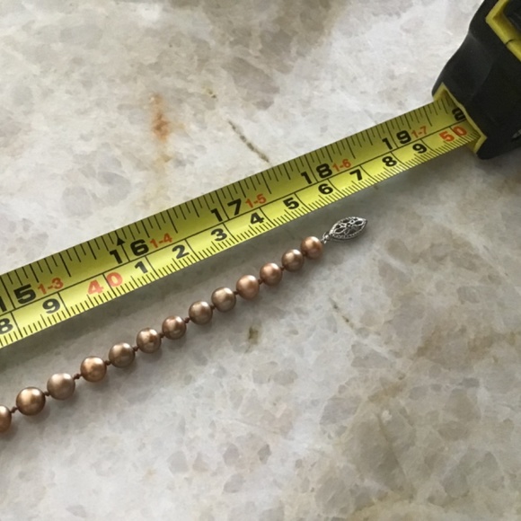 14k White Solid Gold Pearl Pendant Necklace w Natural pearl in gold/bronze color - Picture 8 of 10